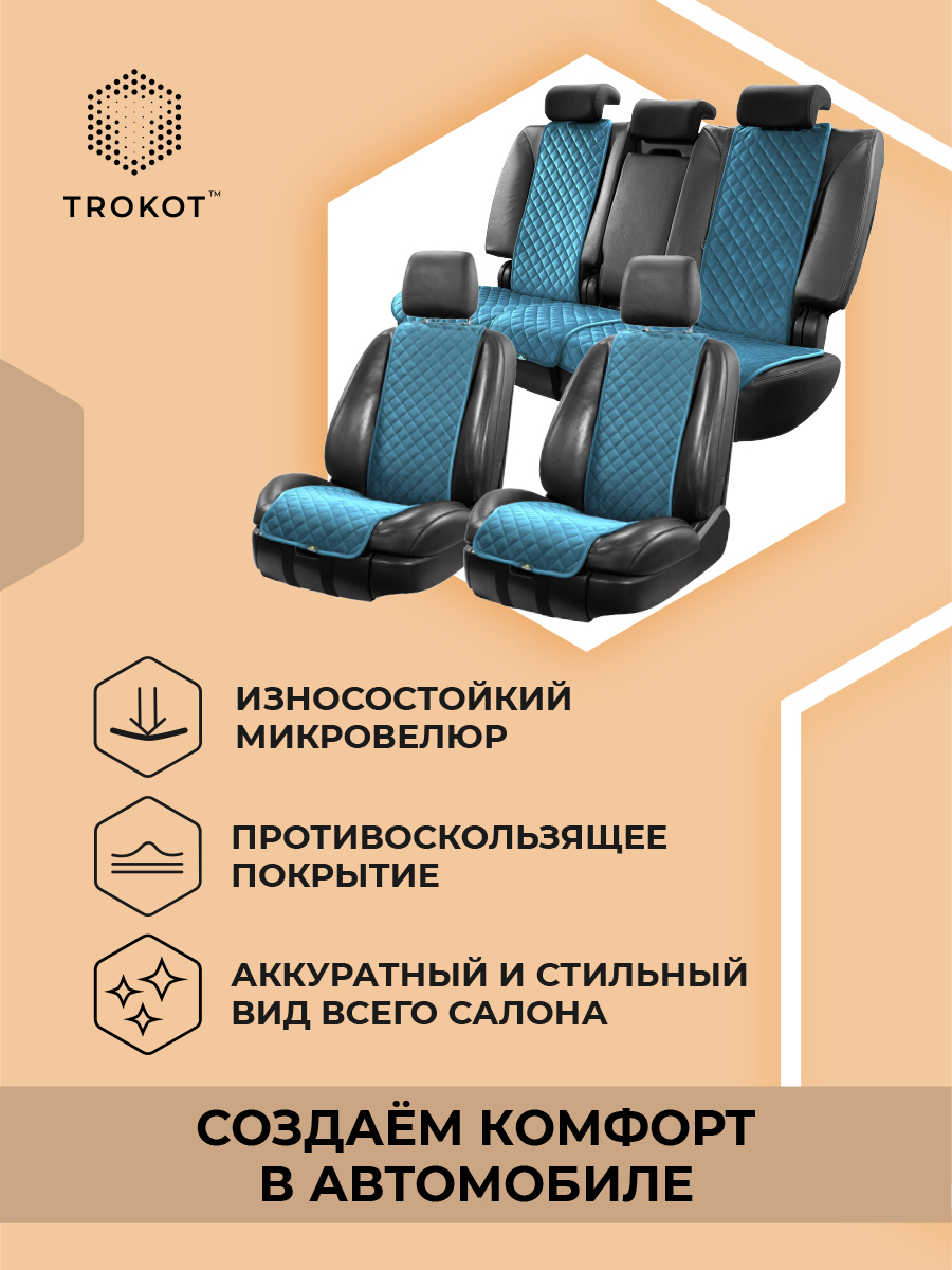 Полный комплект накидок (Передние - Широкие), Темно-Синий Универсальный, Полный комплект накидок Цвет: Темно-Синий